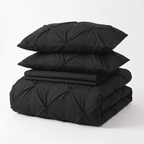 Ruelle Ruffle Set | Korean Style Ruffled Duvet Cover - Brushed Microfiber Bedding Set - Black Color