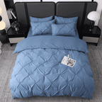 Ruelle Ruffle Set | Korean Style Ruffled Duvet Cover - Brushed Microfiber Bedding Set - Blue Color