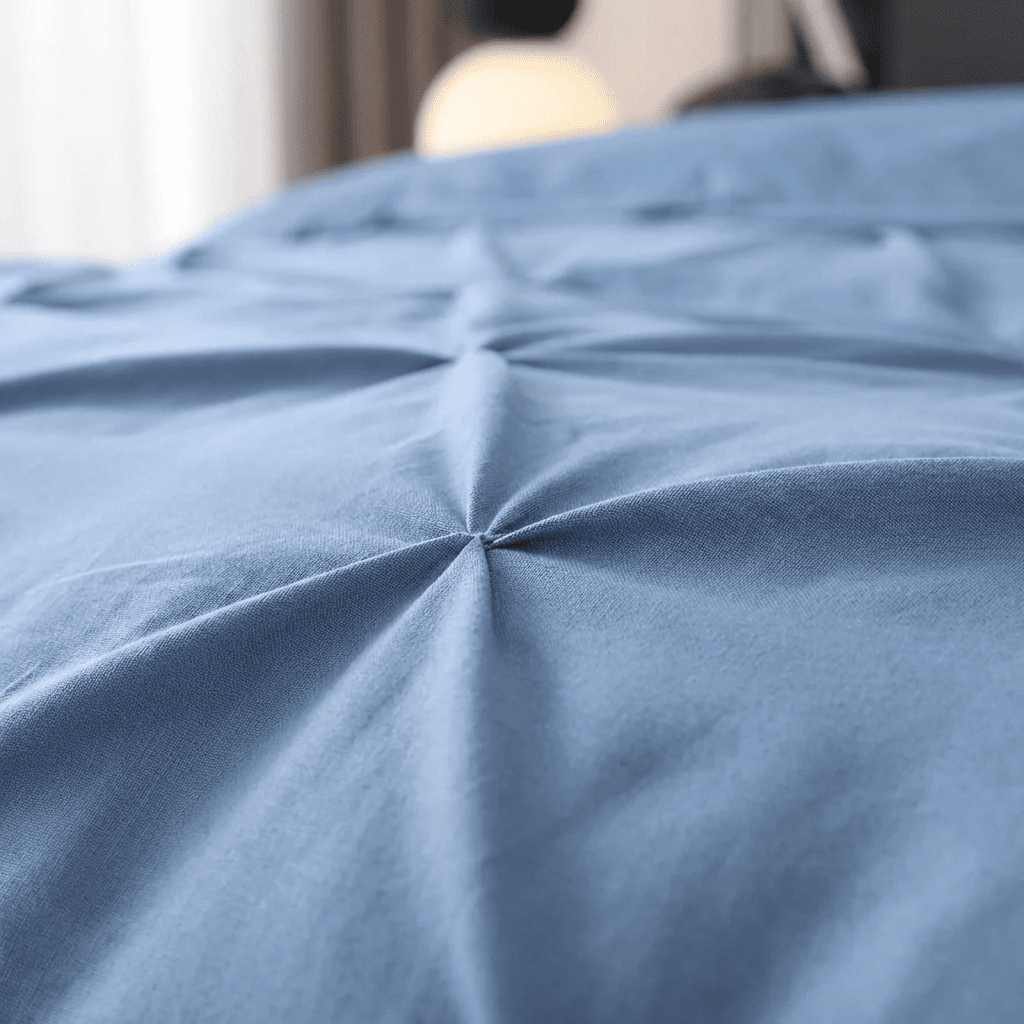 Ruelle Ruffle Set | Korean Style Ruffled Duvet Cover - Brushed Microfiber Bedding Set - Blue Color