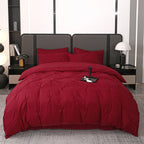 Ruelle Ruffle Set | Korean Style Ruffled Duvet Cover - Brushed Microfiber Bedding Set - Burgundy Color