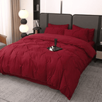 Ruelle Ruffle Set | Korean Style Ruffled Duvet Cover - Brushed Microfiber Bedding Set - Burgundy Color