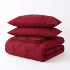 Ruelle Ruffle Set | Korean Style Ruffled Duvet Cover - Brushed Microfiber Bedding Set - Burgundy Color