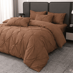 Ruelle Ruffle Set | Korean Style Ruffled Duvet Cover - Brushed Microfiber Bedding Set - Coffee Color