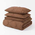 Ruelle Ruffle Set | Korean Style Ruffled Duvet Cover - Brushed Microfiber Bedding Set - Coffee Color