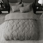 Ruelle Ruffle Set | Korean Style Ruffled Duvet Cover - Brushed Microfiber Bedding Set - Dark Gray Color