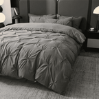 Ruelle Ruffle Set | Korean Style Ruffled Duvet Cover - Brushed Microfiber Bedding Set - Dark Gray Color