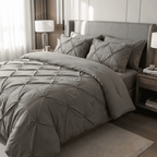 Ruelle Ruffle Set | Korean Style Ruffled Duvet Cover - Brushed Microfiber Bedding Set - Dark Gray Color