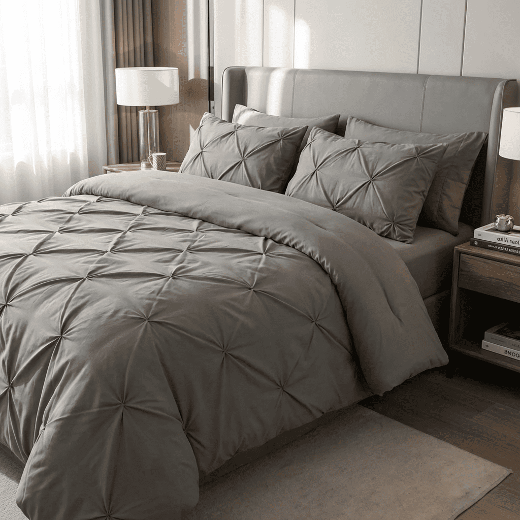 Ruelle Ruffle Set | Korean Style Ruffled Duvet Cover - Brushed Microfiber Bedding Set - Dark Gray Color