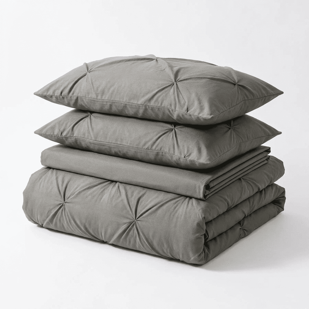 Ruelle Ruffle Set | Korean Style Ruffled Duvet Cover - Brushed Microfiber Bedding Set - Dark Gray Color
