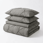 Ruelle Ruffle Set | Korean Style Ruffled Duvet Cover - Brushed Microfiber Bedding Set - Dark Gray Color