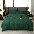 Ruelle Ruffle Set | Korean Style Ruffled Duvet Cover - Brushed Microfiber Bedding Set - Dark Green Color