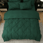 Ruelle Ruffle Set | Korean Style Ruffled Duvet Cover - Brushed Microfiber Bedding Set - Dark Green Color