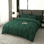 Ruelle Ruffle Set | Korean Style Ruffled Duvet Cover - Brushed Microfiber Bedding Set - Dark Green Color