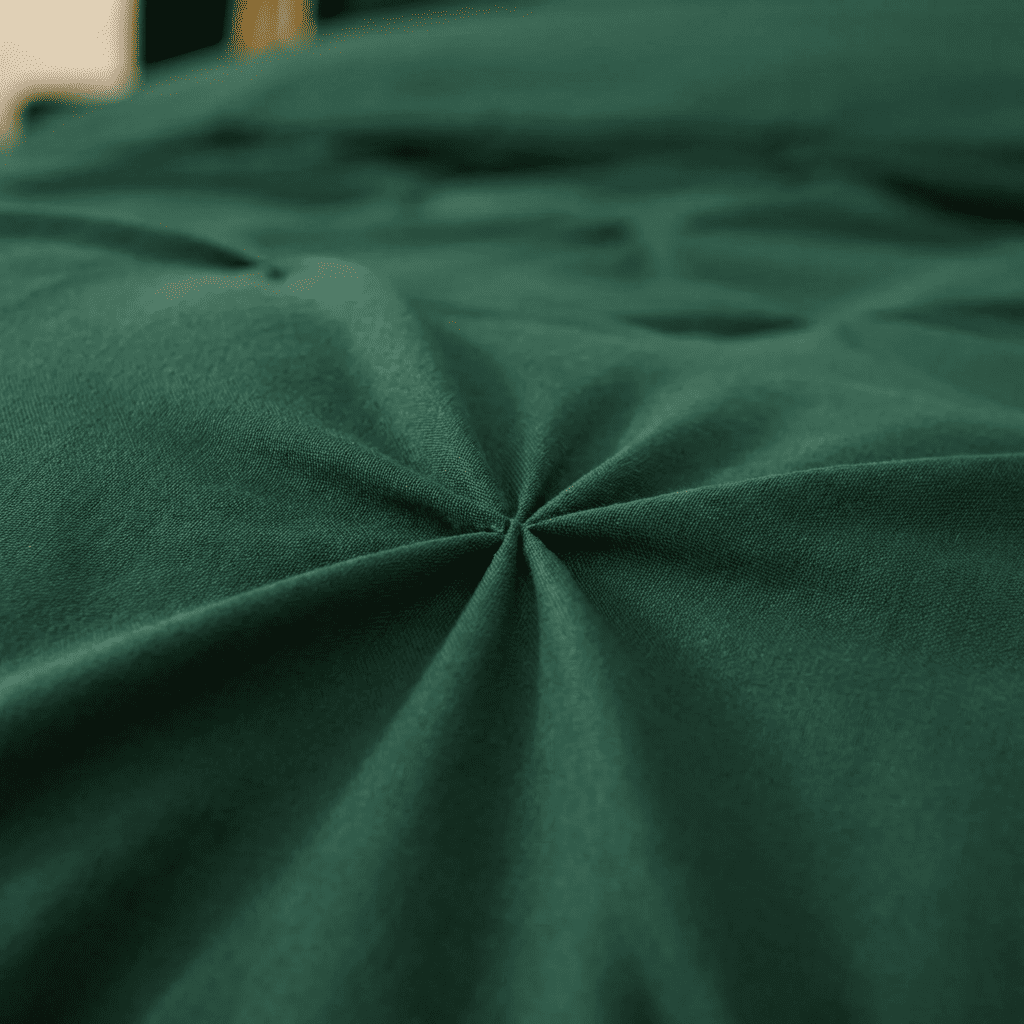 Ruelle Ruffle Set | Korean Style Ruffled Duvet Cover - Brushed Microfiber Bedding Set - Dark Green Color
