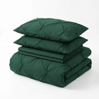 Ruelle Ruffle Set | Korean Style Ruffled Duvet Cover - Brushed Microfiber Bedding Set - Dark Green Color