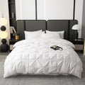 Ruelle Ruffle Set | Korean Style Ruffled Duvet Cover - Brushed Microfiber Bedding Set - White Color