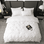 Ruelle Ruffle Set | Korean Style Ruffled Duvet Cover - Brushed Microfiber Bedding Set - White Color