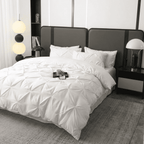 Ruelle Ruffle Set | Korean Style Ruffled Duvet Cover - Brushed Microfiber Bedding Set - White Color