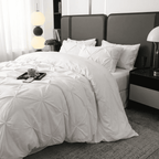 Ruelle Ruffle Set | Korean Style Ruffled Duvet Cover - Brushed Microfiber Bedding Set - White Color
