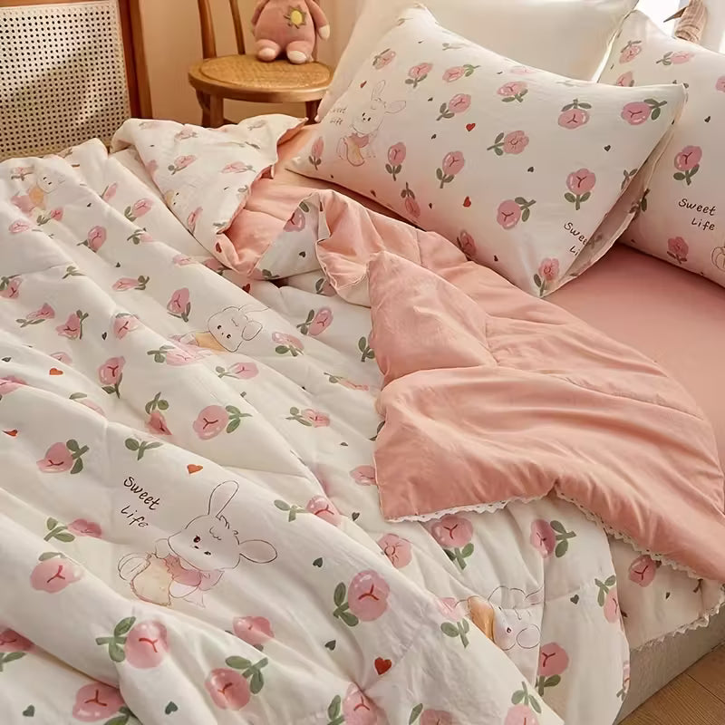 Soja Quilt | Soybean Fiber Cooling Comforter - Sustainable Bedding, Silky Breathable Summer Quilt - Manta Rose
