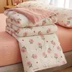 Soja Quilt | Soybean Fiber Cooling Comforter - Sustainable Bedding, Silky Breathable Summer Quilt - Manta Rose