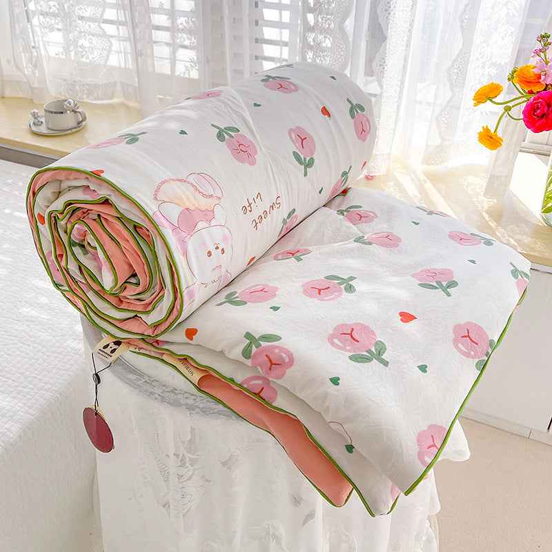 Soja Quilt | Soybean Fiber Cooling Comforter - Sustainable Bedding, Silky Breathable Summer Quilt - Manta Rose