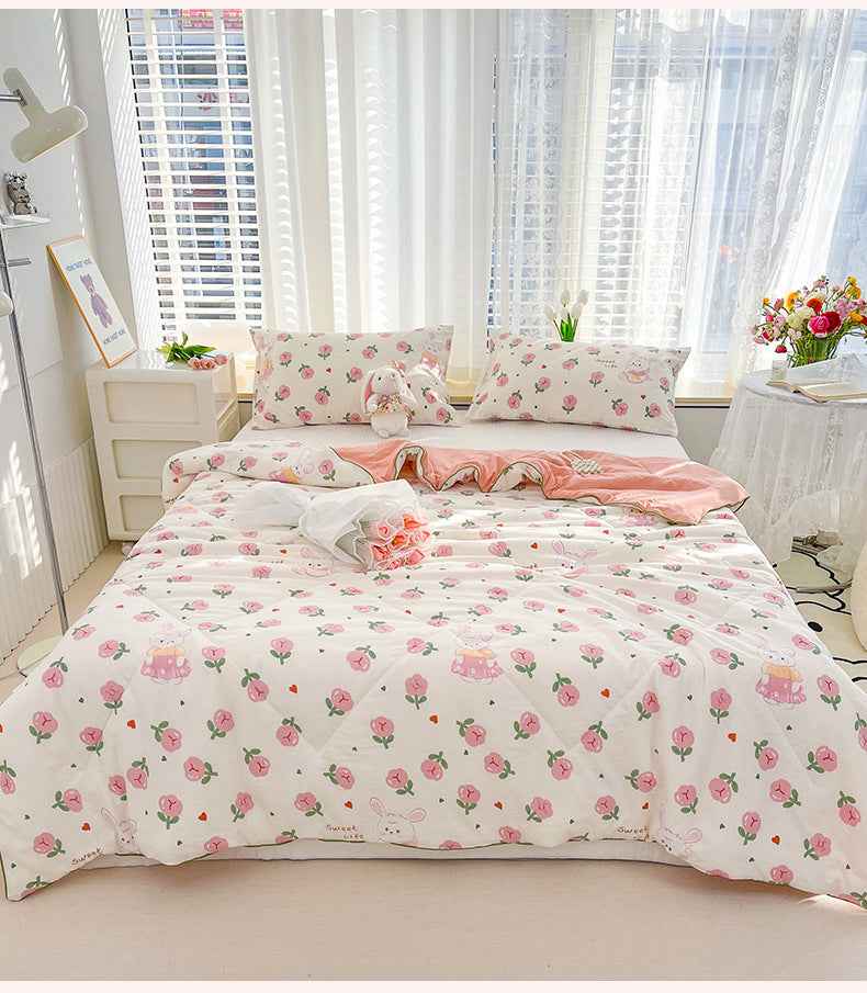 Soja Quilt | Soybean Fiber Cooling Comforter - Sustainable Bedding, Silky Breathable Summer Quilt - Manta Rose