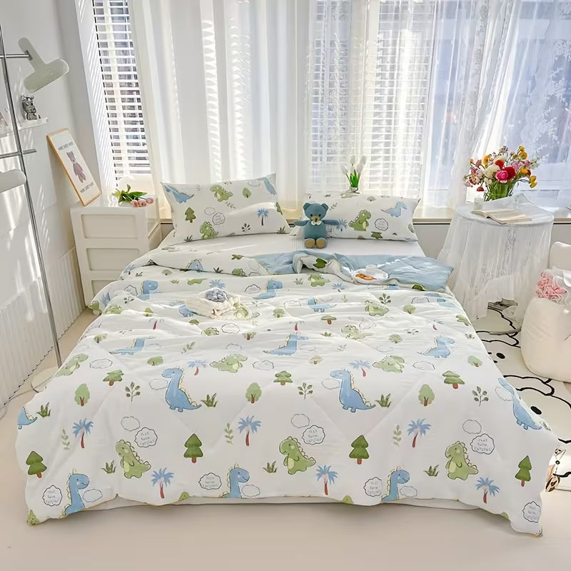 Soja Quilt | Soybean Fiber Cooling Comforter, Sustainable Bedding, Silky Breathable Summer Quilt - Dinosaur Planet