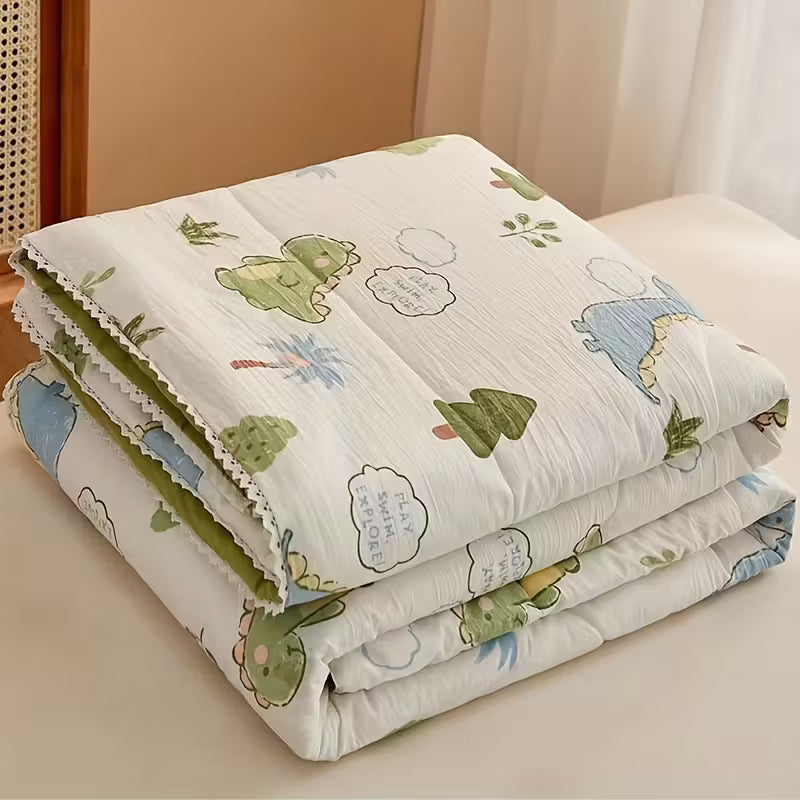 Soja Quilt | Soybean Fiber Cooling Comforter, Sustainable Bedding, Silky Breathable Summer Quilt - Dinosaur Planet