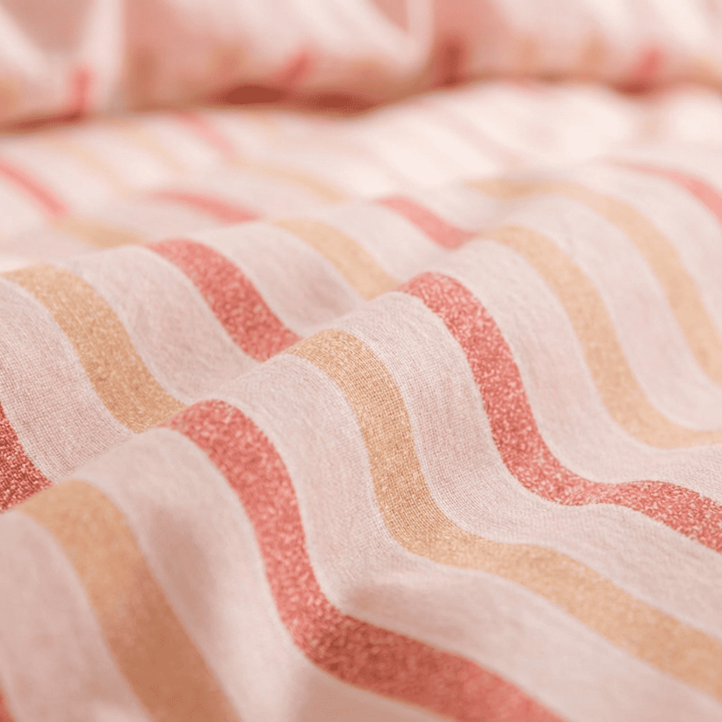 Soleil Stripe Set | Washed Cotton Duvet Cover - Soft Breathable Wide Stripe Bedding Set - Blush Pink and White Stripes