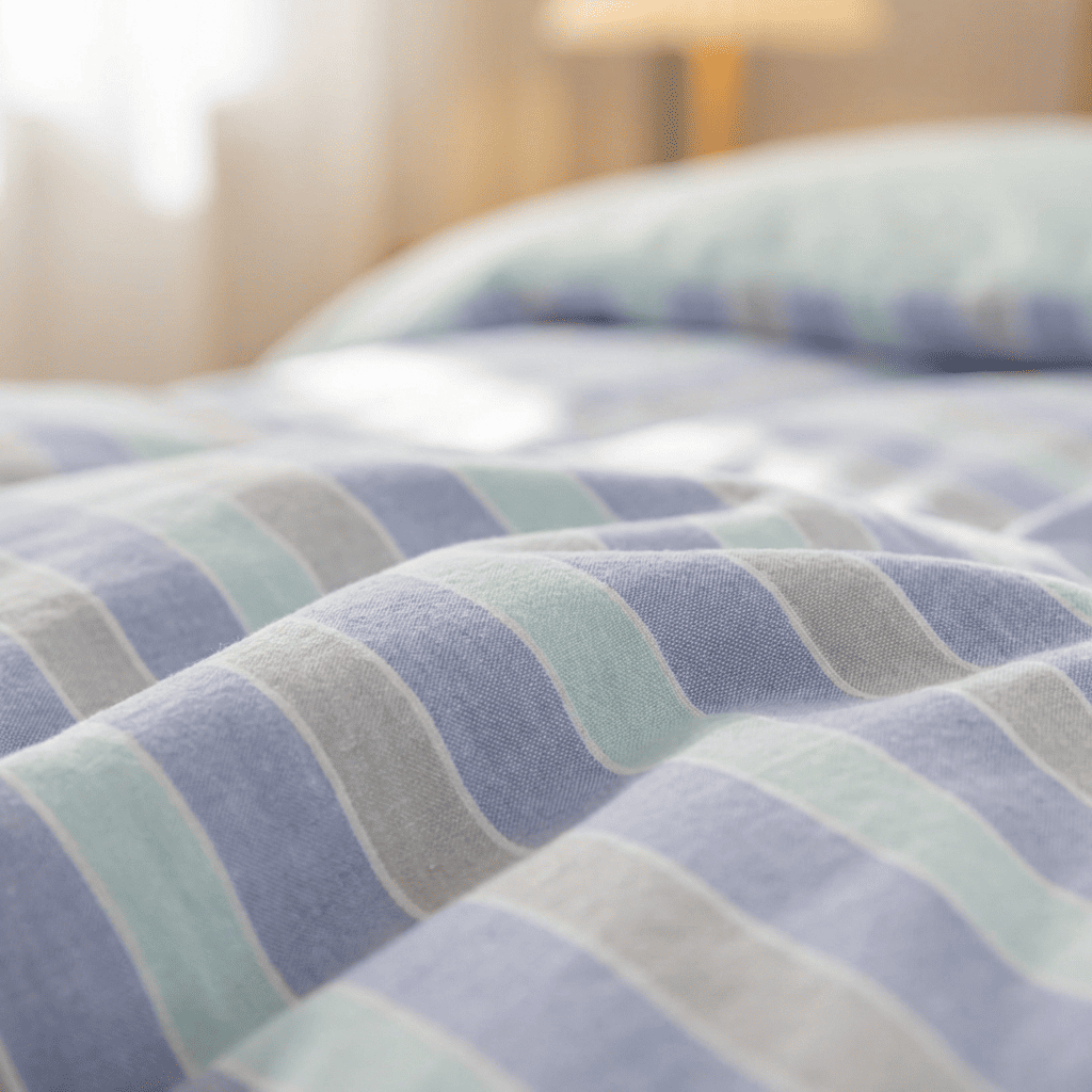 Soleil Stripe Set | Washed Cotton Duvet Cover - Soft Breathable Wide Stripe Bedding Set - Multicolor Stripes