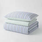 Soleil Stripe Set | Washed Cotton Duvet Cover - Soft Breathable Wide Stripe Bedding Set - Multicolor Stripes