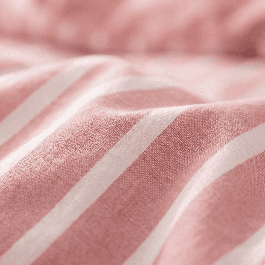 Soleil Stripe Set | Washed Cotton Duvet Cover - Soft Breathable Wide Stripe Bedding Set - Pink and White Stripes
