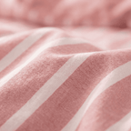 Soleil Stripe Set | Washed Cotton Duvet Cover - Soft Breathable Wide Stripe Bedding Set - Pink and White Stripes