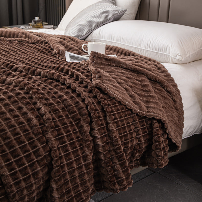 Velour Throw | Rabbit Fleece Throw Blanket - Double-Sided Plush Warm Throw, Luxury Layering Blanket - Dark Brown Color