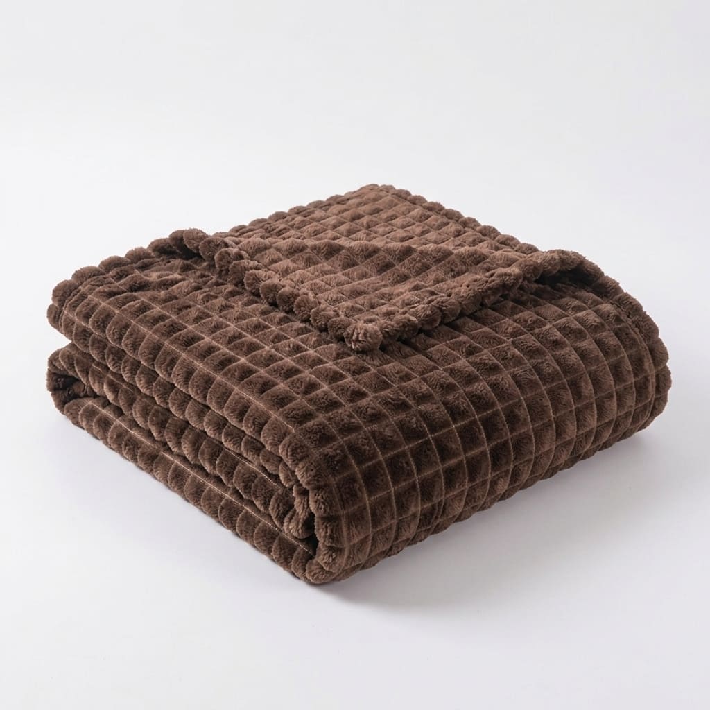 Velour Throw | Rabbit Fleece Throw Blanket - Double-Sided Plush Warm Throw, Luxury Layering Blanket - Dark Brown Color