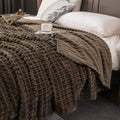 Velour Throw | Rabbit Fleece Throw Blanket - Double-Sided Plush Warm Throw, Luxury Layering Blanket - Dark Gray Color