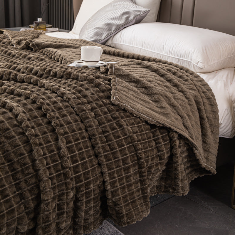 Velour Throw | Rabbit Fleece Throw Blanket - Double-Sided Plush Warm Throw, Luxury Layering Blanket - Dark Gray Color