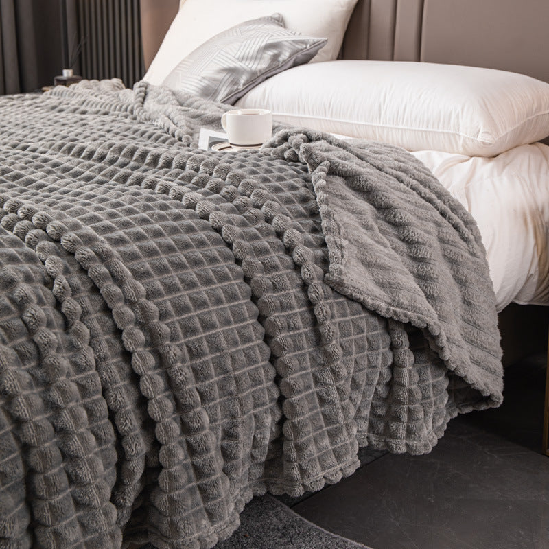 Velour Throw | Rabbit Fleece Throw Blanket - Double-Sided Plush Warm Throw, Luxury Layering Blanket - Light Gray Color