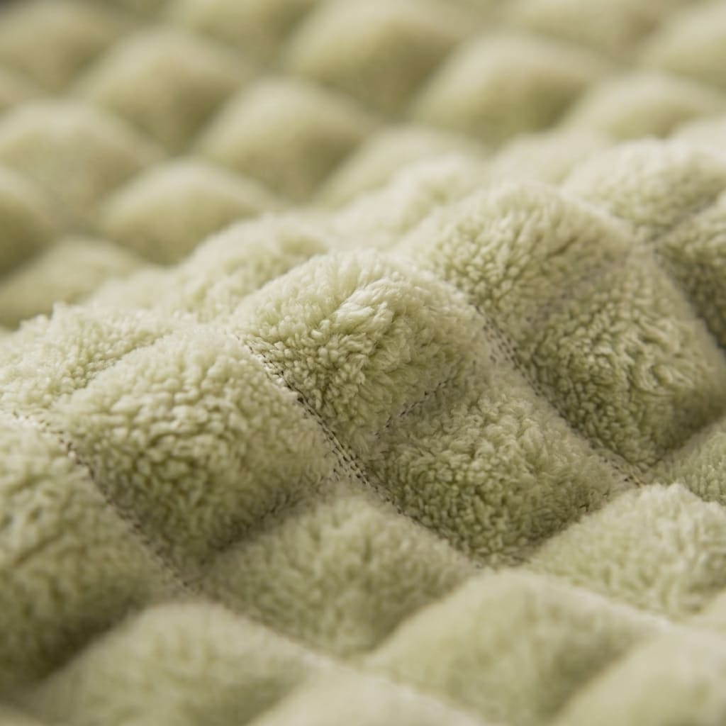 Velour Throw | Rabbit Fleece Throw Blanket - Double-Sided Plush Warm Throw, Luxury Layering Blanket - Muted Green Color
