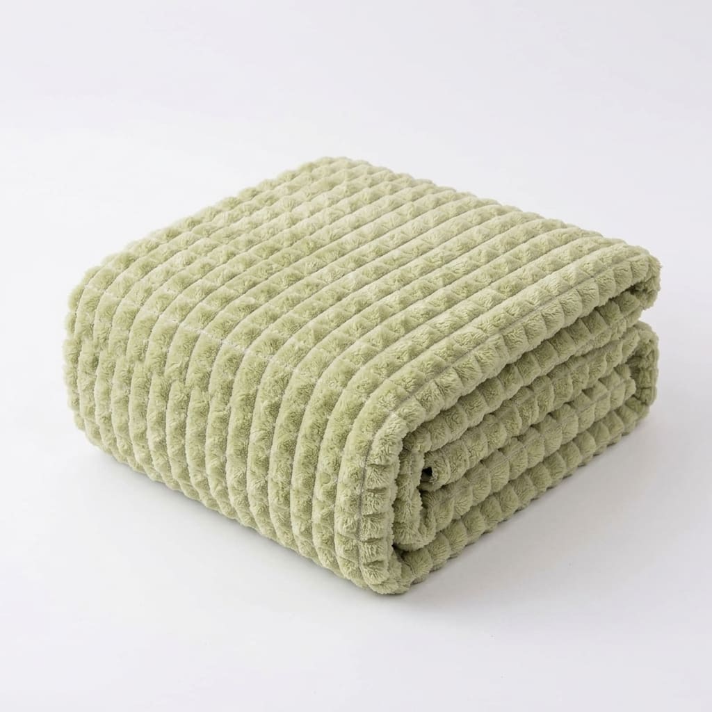 Velour Throw | Rabbit Fleece Throw Blanket - Double-Sided Plush Warm Throw, Luxury Layering Blanket - Muted Green Color