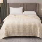 Velour Throw | Rabbit Fleece Throw Blanket - Double-Sided Plush Warm Throw, Luxury Layering Blanket - Off White Color