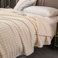 Velour Throw | Rabbit Fleece Throw Blanket - Double-Sided Plush Warm Throw, Luxury Layering Blanket - Off White Color