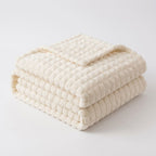 Velour Throw | Rabbit Fleece Throw Blanket - Double-Sided Plush Warm Throw, Luxury Layering Blanket - Off White Color