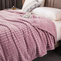 Velour Throw | Rabbit Fleece Throw Blanket - Double-Sided Plush Warm Throw, Luxury Layering Blanket - Pink Color