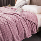 Velour Throw | Rabbit Fleece Throw Blanket - Double-Sided Plush Warm Throw, Luxury Layering Blanket - Pink Color