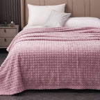 Velour Throw | Rabbit Fleece Throw Blanket - Double-Sided Plush Warm Throw, Luxury Layering Blanket - Pink Color