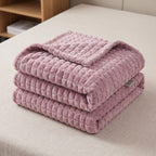 Velour Throw | Rabbit Fleece Throw Blanket - Double-Sided Plush Warm Throw, Luxury Layering Blanket - Pink Color