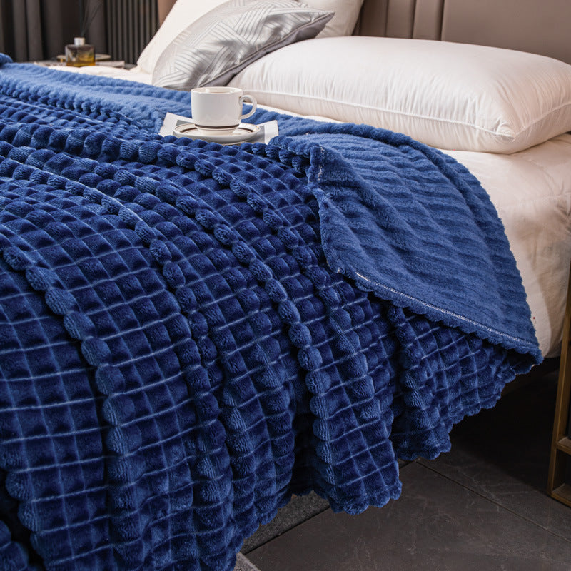 Velour Throw | Rabbit Fleece Throw Blanket - Double-Sided Plush Warm Throw, Luxury Layering Blanket - Royal Blue Color