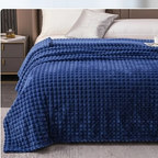 Velour Throw | Rabbit Fleece Throw Blanket - Double-Sided Plush Warm Throw, Luxury Layering Blanket - Royal Blue Color